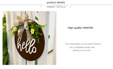 NNEDSZ Brown Rustic 'Hello' Welcome Sign - Farmhouse Round Wooden Wreath for Front Door Decor