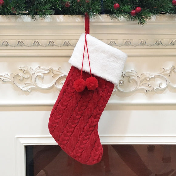 NNEDSZ Red Large Cable Knit Christmas Stocking - Classic 43cm Holiday Decor for Fireplace Hanging