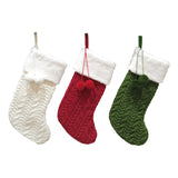 NNEDSZ Green Large Cable Knit Christmas Stocking - Classic 43cm Holiday Decor for Fireplace Hanging
