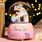 NNEDSZ Enchanting Unicorn Snow Globe Music Box - Magical Starry Sky Musical Gift for Girls