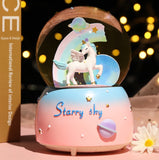 NNEDSZ Enchanting Unicorn Snow Globe Music Box - Magical Starry Sky Musical Gift for Girls