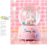 NNEDSZ Enchanting Unicorn Snow Globe Music Box - Magical Starry Sky Musical Gift for Girls