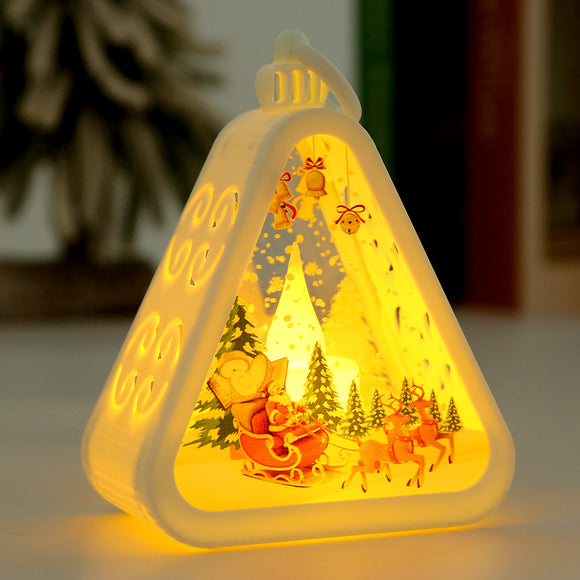 NNEDSZ White Elk Charming Christmas Scene Mini Lanterns (Set of 3) - Battery Operated LED Lights for a Cozy Holiday Glow