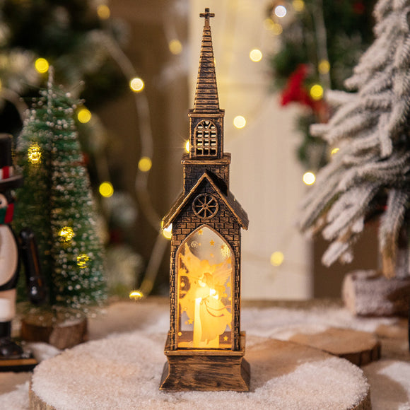 NNEDSZ 3-pcs Church Angel Vintage Christmas Church LED Lantern - Battery Operated Decorative Holiday Night Light