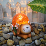 NNEDSZ Crystal Ball Dog Charming Solar-Powered Animal Garden Statue - Waterproof Resin Figurine with Glowing LED Accents