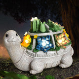 NNEDSZ Cactus turtle Charming Solar-Powered Animal Garden Statue - Waterproof Resin Figurine with Glowing LED Accents
