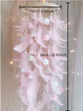 NNEDSZ Pink Boho Pom Pom Feather Dreamcatcher - Whimsical Hanging Mobile for Girls Bedroom & Nursery Decor