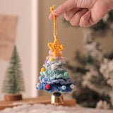 NNEDSZ 2 Pcs Handmade Crochet Christmas Tree Ornament - Plush Knitted Decoration with Bell - Ideal for Home, Car & Holiday Decor(Style F)