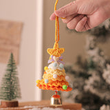 NNEDSZ 2 Pcs Handmade Crochet Christmas Tree Ornament - Plush Knitted Decoration with Bell - Ideal for Home, Car & Holiday Decor(Style G)