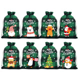 NNEDSZ Green grid Christmas Gift Drawstring Bags Set - Festive Burlap Style Pouches for Candy & Apples - Holiday Decoration - 10 Pcs