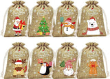 NNEDSZ Brown Christmas Gift Drawstring Bags Set - Festive Burlap Style Pouches for Candy & Apples - Holiday Decoration - 10 Pcs