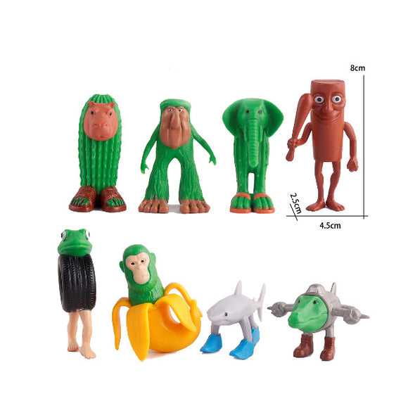 NNEDSZ Eight-piece set Whimsical Creature & Monster Figurine Collection - Set of Bizarre PVC Mini Toys for Desk Decor