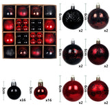 NNEDSZ Black and red 44-Piece Assorted Christmas Baubles Set with Elegant Designs in Wooden Gift Box - 3-6cm Decorative Ornaments for Tree, Home & Holiday Display