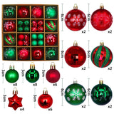 NNEDSZ Green and red 44-Piece Assorted Christmas Baubles Set with Elegant Designs in Wooden Gift Box - 3-6cm Decorative Ornaments for Tree, Home & Holiday Display