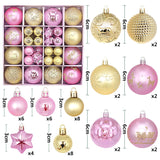 NNEDSZ Gold and pink 44-Piece Assorted Christmas Baubles Set with Elegant Designs in Wooden Gift Box - 3-6cm Decorative Ornaments for Tree, Home & Holiday Display