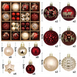 NNEDSZ Red and white 44-Piece Assorted Christmas Baubles Set with Elegant Designs in Wooden Gift Box - 3-6cm Decorative Ornaments for Tree, Home & Holiday Display