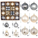 NNEDSZ Grey and champagne gold 44-Piece Assorted Christmas Baubles Set with Elegant Designs in Wooden Gift Box - 3-6cm Decorative Ornaments for Tree, Home & Holiday Display