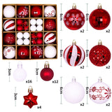 NNEDSZ Red and white 44-Piece Assorted Christmas Baubles Set with Elegant Designs in Wooden Gift Box - 3-6cm Decorative Ornaments for Tree, Home & Holiday Display