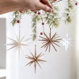 NNEDSZ 5-PCS White New Christmas Ornament - Starburst Hanging Decor for Tree and Holiday Display