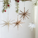 NNEDSZ 5-PCS White New Christmas Ornament - Starburst Hanging Decor for Tree and Holiday Display