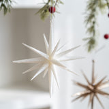 NNEDSZ 5-PCS White New Christmas Ornament - Starburst Hanging Decor for Tree and Holiday Display