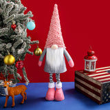 NNEDSZ Retractable Leg Christmas Gnome Plush - Adjustable Standing Holiday Decoration(pink)