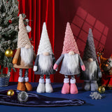 NNEDSZ Retractable Leg Christmas Gnome Plush - Adjustable Standing Holiday Decoration(pink)