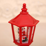NNEDSZ Festive LED Christmas Snow Globe Lantern - Glittering Tabletop Decoration with Santa/Snowman Scene, Dual Power(red)