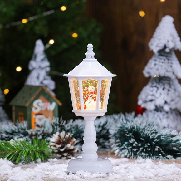 NNEDSZ Festive LED Christmas Snow Globe Lantern - Glittering Tabletop Decoration with Santa/Snowman Scene, Dual Power(white)