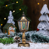 NNEDSZ Festive LED Christmas Snow Globe Lantern - Glittering Tabletop Decoration with Santa/Snowman Scene, Dual Power(Bronze)