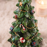 NNEDSZ Miniature Decorated Christmas Tree Tabletop Ornament - Holiday Village Display Decoration(green)