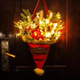 NNEDSZ Illuminated Santa Hat Door Hanger with Holiday Greenery & Berries - Christmas Wall Decor(red)