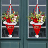 NNEDSZ Illuminated Santa Hat Door Hanger with Holiday Greenery & Berries - Christmas Wall Decor(red)