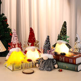 NNEDSZ Light-Up Christmas Gnome Plush Doll with Sequin Hat & Antlers - Festive LED Tabletop Decoration(silver)