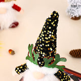 NNEDSZ Light-Up Christmas Gnome Plush Doll with Sequin Hat & Antlers - Festive LED Tabletop Decoration(silver)