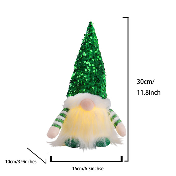 NNEDSZ 2 Pcs Green Charming Light-Up Christmas Gnome - Festive Nordic Plush Holiday Decoration