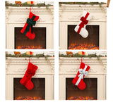 NNEDSZ 2 Pcs Red Stitching White Bow Luxurious Velvet Christmas Stocking with Elegant Bow - Large 45cm Holiday Mantel Decoration