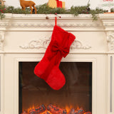 NNEDSZ 2 Pcs Red Stitching Red Bow Luxurious Velvet Christmas Stocking with Elegant Bow - Large 45cm Holiday Mantel Decoration