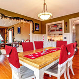 NNEDSZ Red Festive Santa Hat Dining Chair Covers - Set of 8 for Holiday Party Decoration