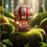 NNEDSZ Red Whimsical Santa's Hot Air Balloon Ornament - 2D Flat Acrylic Hanging Decoration for Wall & Tree