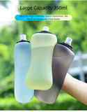 Yellow Collapsible Handheld Running Flask - 350ml Lightweight Silicone Water Bottle with Bite Valve