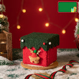 NNEDSZ Red and Green Luxe Plush Christmas Gift Box - Decorative Holiday Treat Box with Snowy Trim
