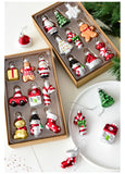 NNEDSZ Style A Colorful Charming Miniature Glass Christmas Ornament Set - 9pc Classic Holiday Figures