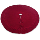 NNEDSZ Festive Knit Christmas Tree Skirt - Acrylic Red Tree Mat with Pom-Poms 122cm