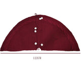 NNEDSZ Festive Knit Christmas Tree Skirt - Acrylic Red Tree Mat with Pom-Poms 122cm