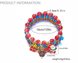 NNEDSZ (12-Pack) Festive Christmas Beaded Charm Bracelet Set- Santa, Snowman & Reindeer Jewelry