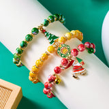 NNEDSZ (12-Pack) Festive Christmas Beaded Charm Bracelet Set- Santa, Snowman & Reindeer Jewelry