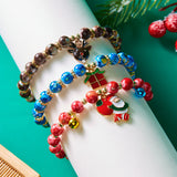 NNEDSZ (12-Pack) Festive Christmas Beaded Charm Bracelet Set- Santa, Snowman & Reindeer Jewelry