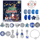 NNEDSZ Christmas Advent Calendar DIY Charm Bracelet Kit - 24 Days of Surprise Jewelry (Blue Starry Night Theme)