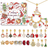 NNEDSZ Gold Christmas Advent Calendar DIY Jewelry Kit - 24 Surprises with Gold-Tone Charm Bracelet & Necklace